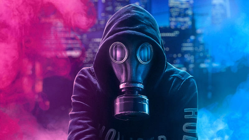 Hoodie Guy Mask Man , neon, artist, mask, hoodie, HD wallpaper