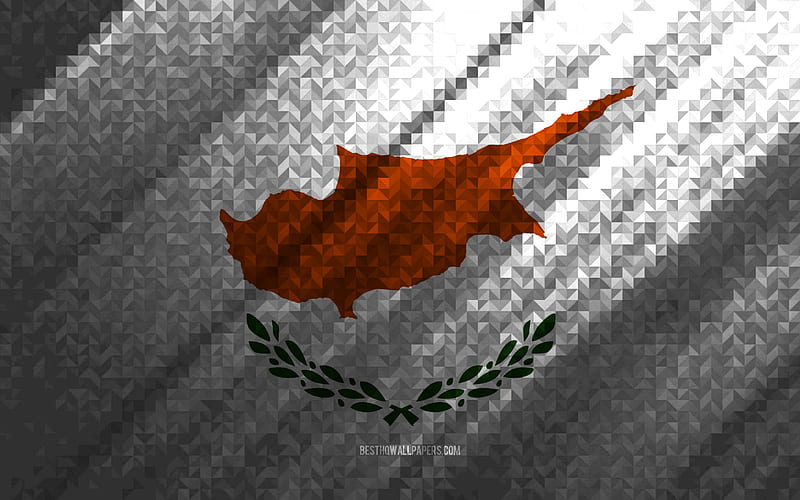 Flag of Cyprus, multicolored abstraction, Cyprus mosaic flag, Europe, Bulgaria, mosaic art, Cyprus flag, HD wallpaper
