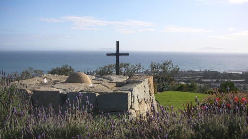 Happy Easter (Serra Cross), Easter, Sky, California, Cross, Ventura, Ocean, HD wallpaper