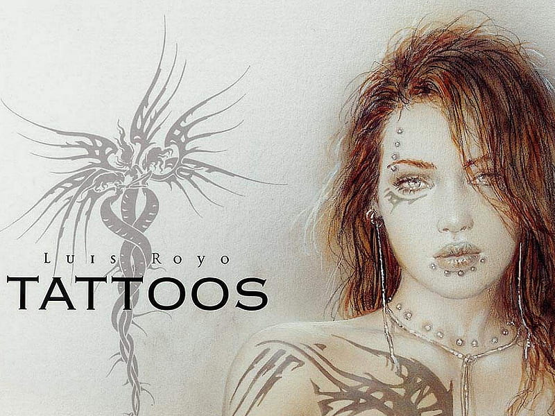 Tattoos by Luis Royo, tattoos, dark art, luis royo, dark, graphics, HD wallpaper