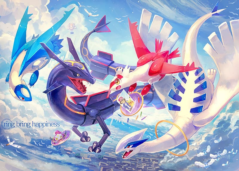 Anime, Pokémon, Wingull (Pokémon), Lugia (Pokémon), Latias (Pokémon), Latios (Pokémon), Rayquaza (Pokémon), Hoopa (Pokémon), HD wallpaper
