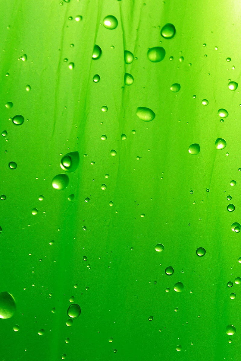 water droplets, green, HD phone wallpaper