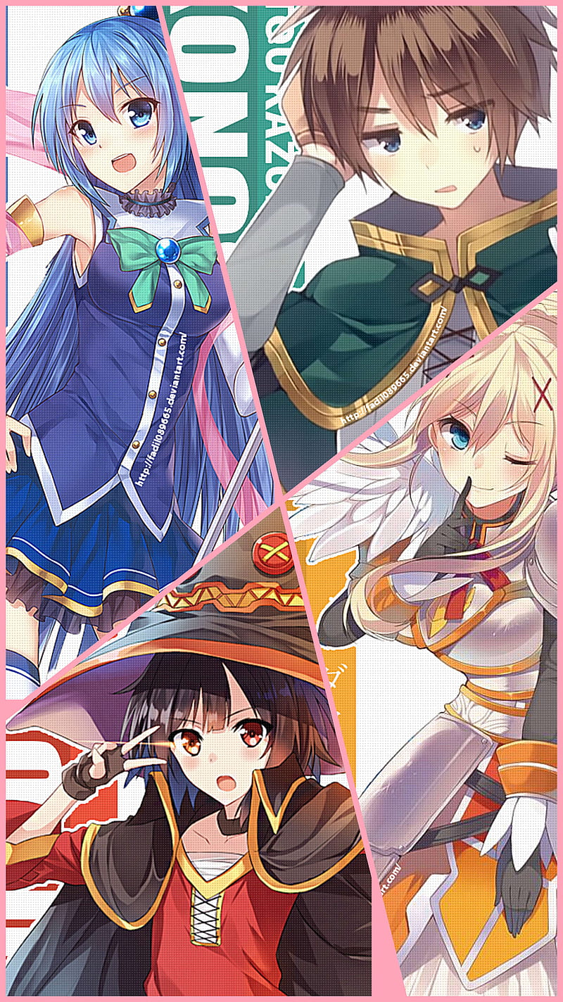 Wallpaper Characters, Megumin, Aqua, Kazuma Satou, Kono Subarashii