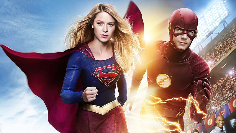 Supergirl and Flash Run, HD wallpaper