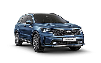 Kia Sorento, 2021 front view, exterior, blue SUV, new blue Sorento, Korean cars, Kia, HD wallpaper