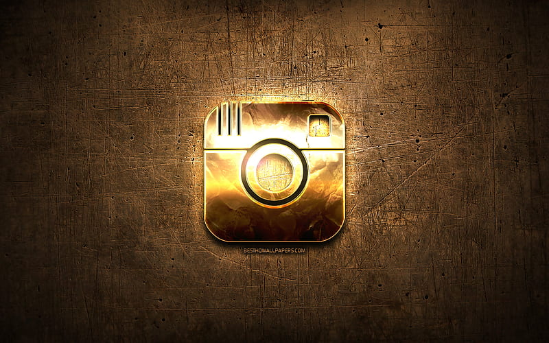 Instagram, brand, emblem, golden, insta, logo, social, HD wallpaper