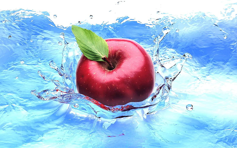 Bopping Apples, Fruit, Water, Red, Apples, Bobbles, HD wallpaper