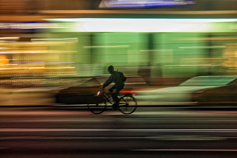time lapse of person riding bicycle on road, HD wallpaper