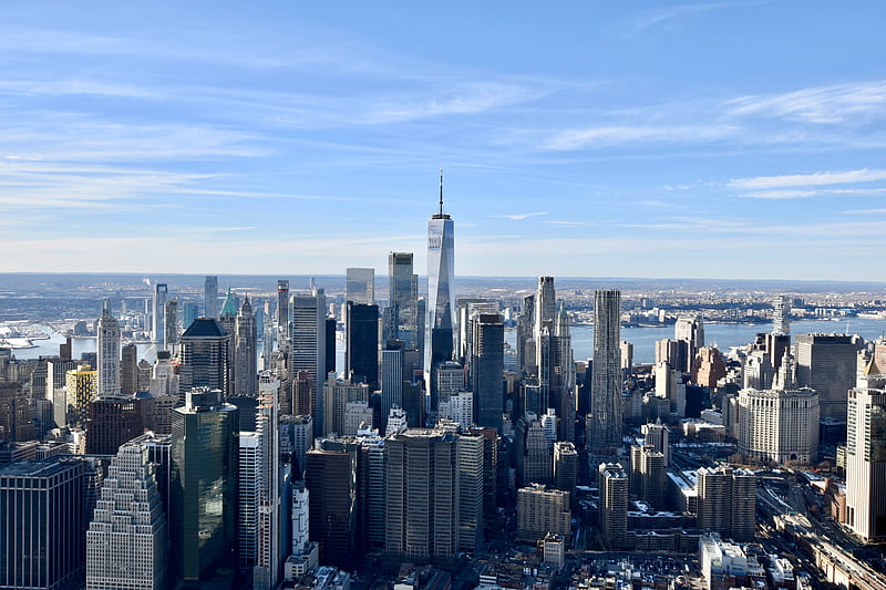 city, aerial view, metropolis, buildings, cityscape, new york, HD wallpaper