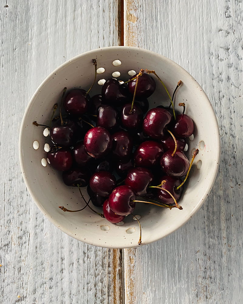 sweet cherry, cherry, berry, fruit, plate, HD phone wallpaper