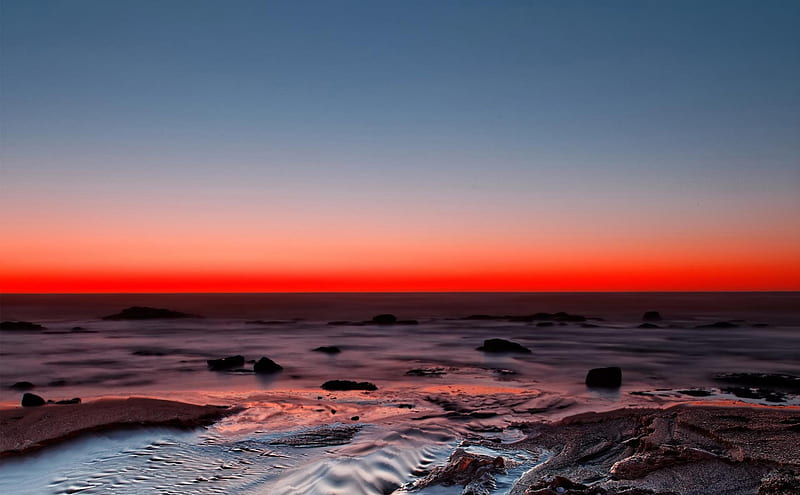 Beautiful Ocean Twilight, red, oceans, sunsets, seascape, twilight, sky ...