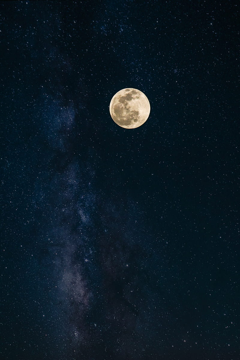 moon, starry sky, space, HD phone wallpaper