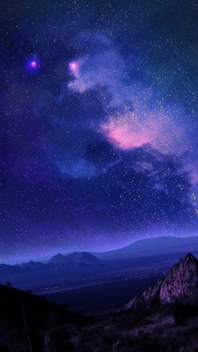 Sky, stars, star, space, mate, mountain, night, milky, nebula, skies, HD phone wallpaper