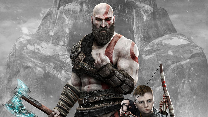 Kratos And Atreus God Of War 4 2018, god-of-war-4, god-of-war, 2018-games, games, ps-games, HD wallpaper