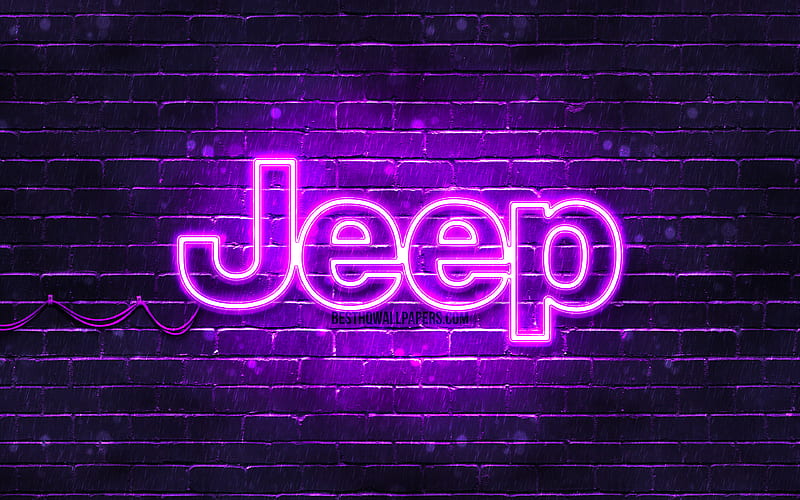 Jeep violet logo violet brickwall, Jeep logo, cars brands, Jeep neon logo,  Jeep, HD wallpaper | Peakpx