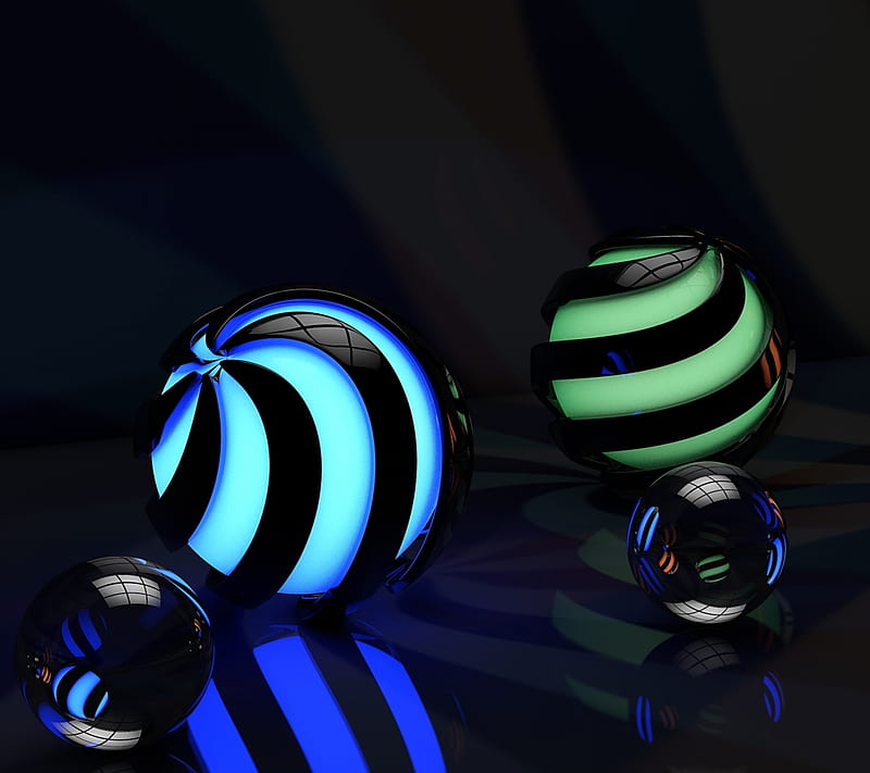 3D balls, 3d, abstract, balls, color, HD wallpaper