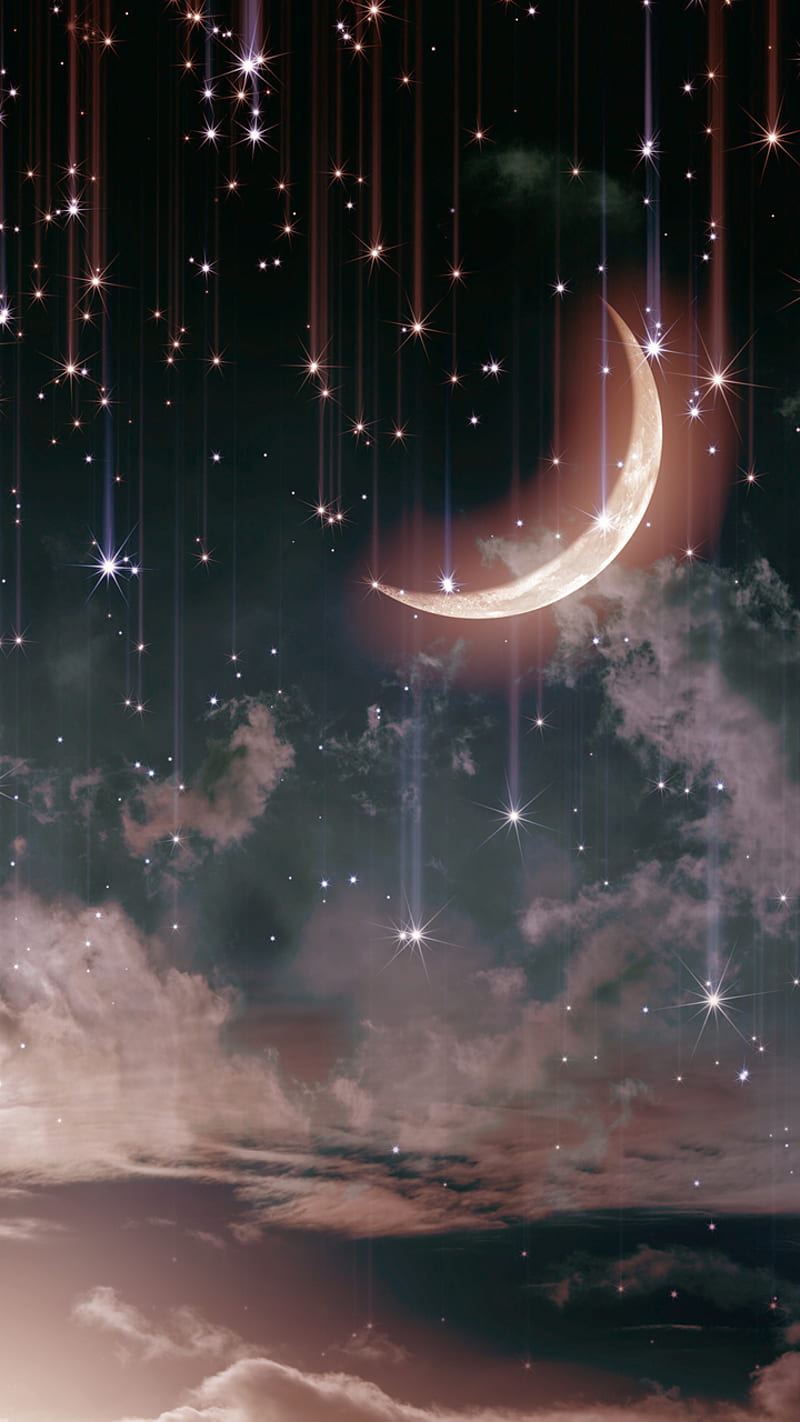 night sky stars moon wallpaper