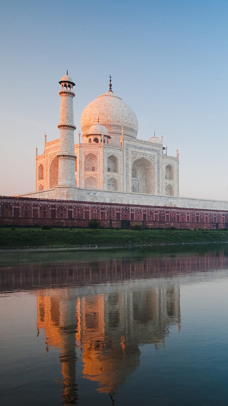 Taj Mahal , taj mahal, agar, dome, reflection, water, monument, india, HD phone wallpaper