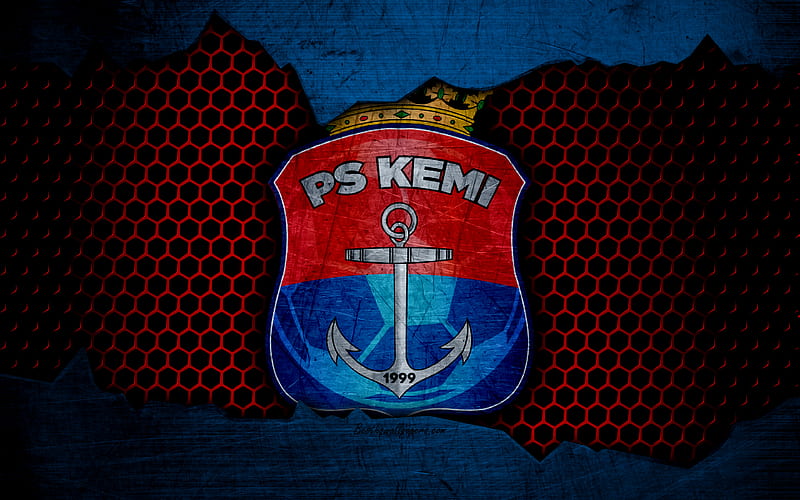 Palloseura Kemi Kings logo, Veikkausliiga, soccer, football club, Finland, grunge, PS Kemi, metal texture, Palloseura Kemi Kings FC, HD wallpaper