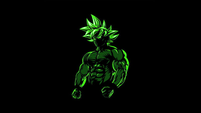 Son Goku , anime, black, dragon ball, god, green, hero, son goku, strong, HD wallpaper