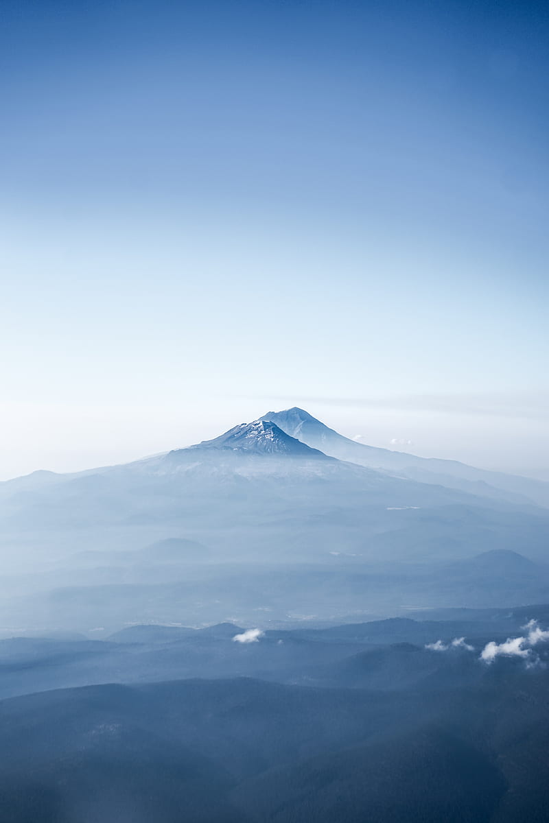 volcano, peak, fog, HD phone wallpaper