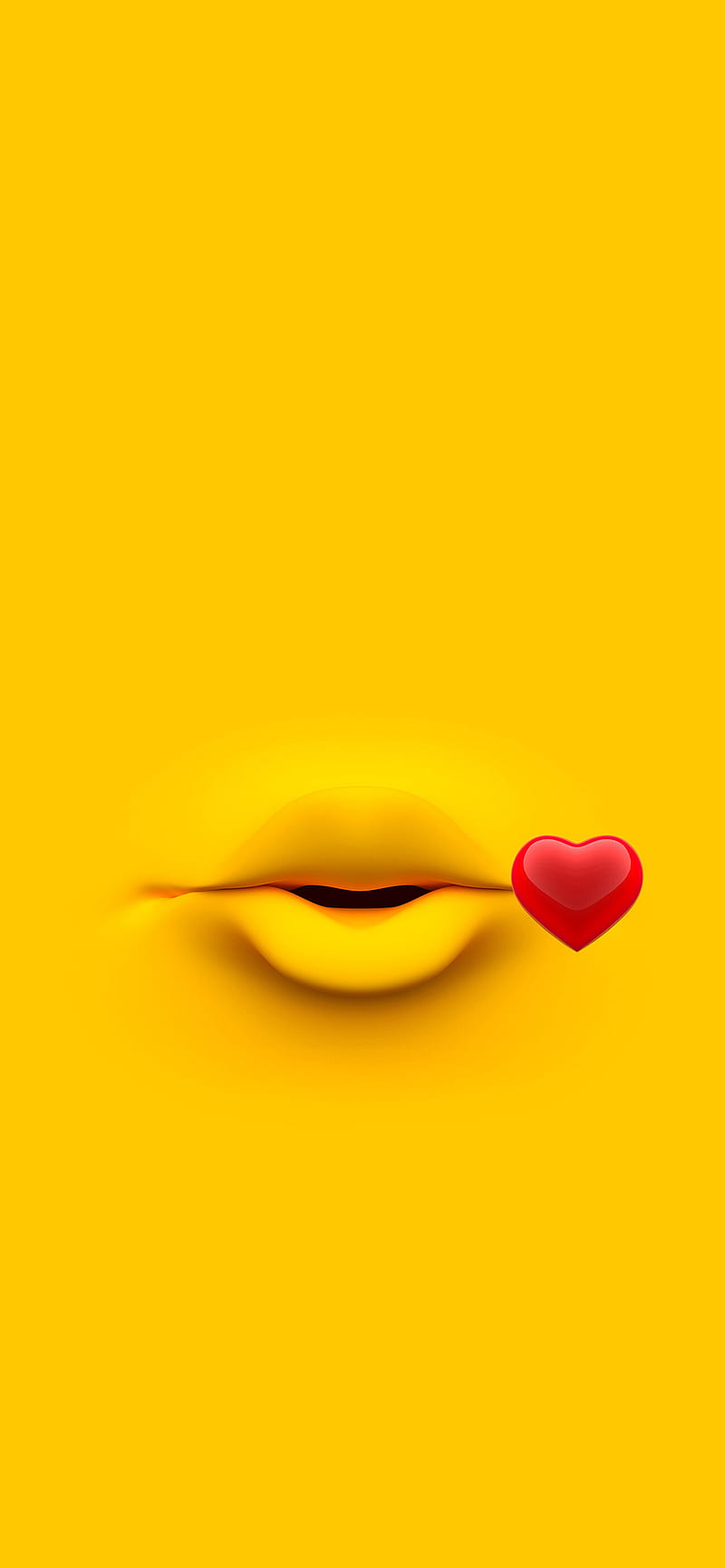 Yellow Lips, abstracts, background, illusion, kiss, mounth, red, HD phone wallpaper