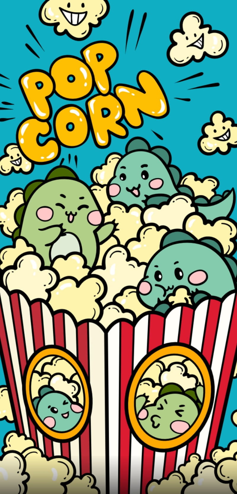 Popcorn, dinosaurs, theme, HD phone wallpaper