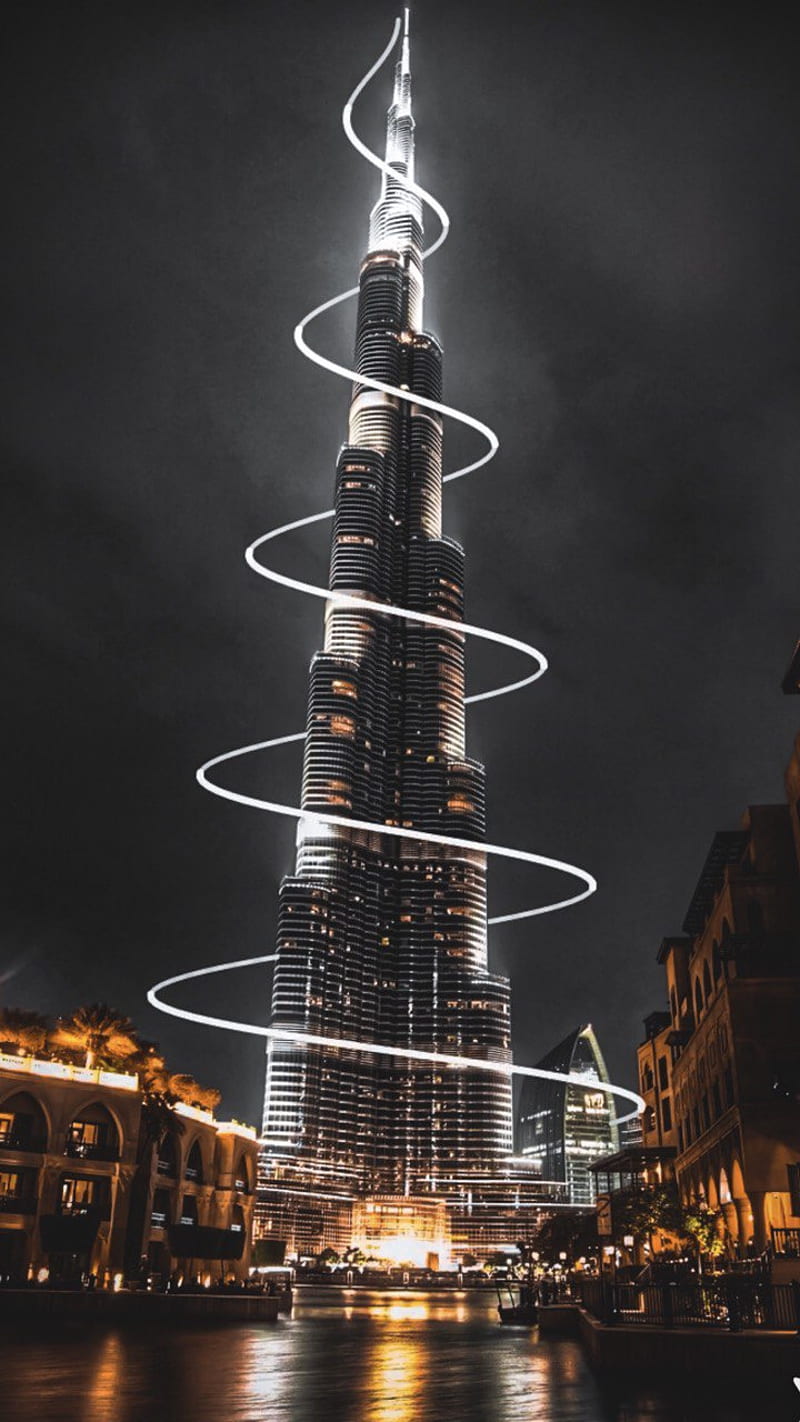 Dubai, Burj Khalifa, night, skyscrapers, Dubai cityscape, city lights, UAE,  Dubai at night, HD wallpaper | Peakpx