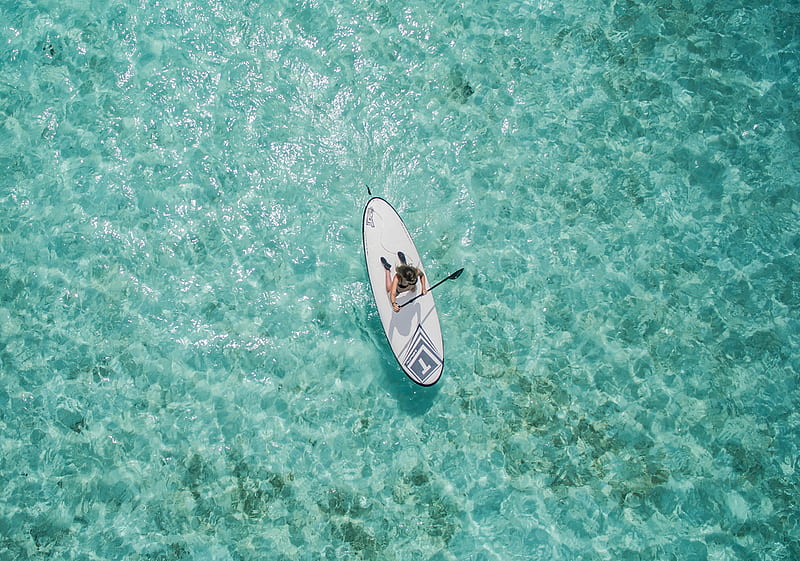 aerial of person using paddleboard, HD wallpaper