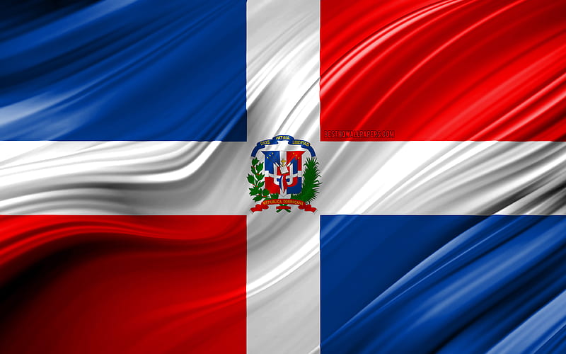 Dominican Republic flag, North American countries, 3D waves, Flag of Dominican Republic, national symbols, Dominican Republic 3D flag, art, North America, Dominican Republic, HD wallpaper