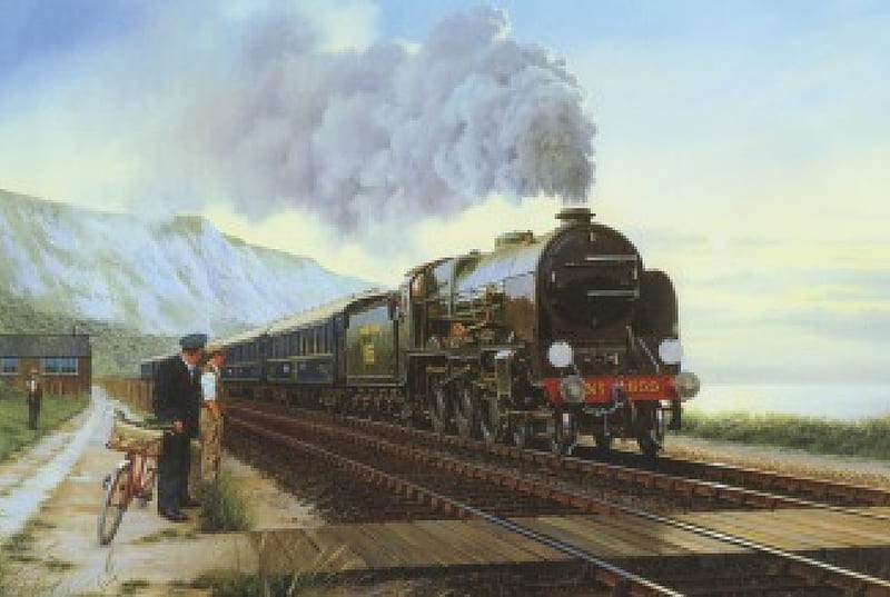 Night Ferry, railway, steam, smoke, trains, HD wallpaper