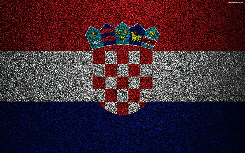 Flag of Croatia leather texture, Croatian flag, Europe, flags of Europe, Croatia, HD wallpaper