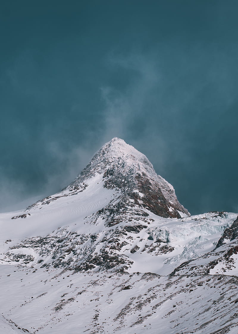 Mountains, peak, snow, snowy, slope, sky, HD phone wallpaper | Peakpx