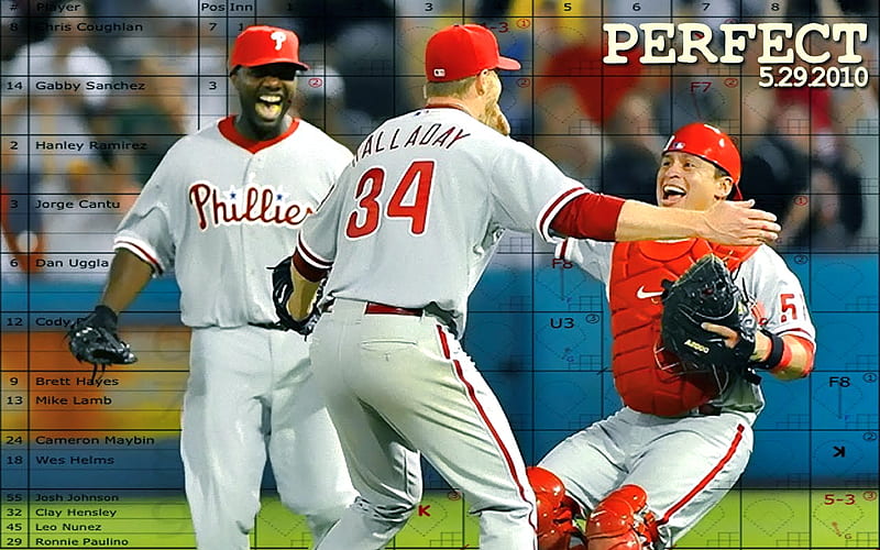 Roy Halladay Perfect Game (Phillies), philadelphia phillies, florida, roy halladay, florida marlins, philadelphia, HD wallpaper