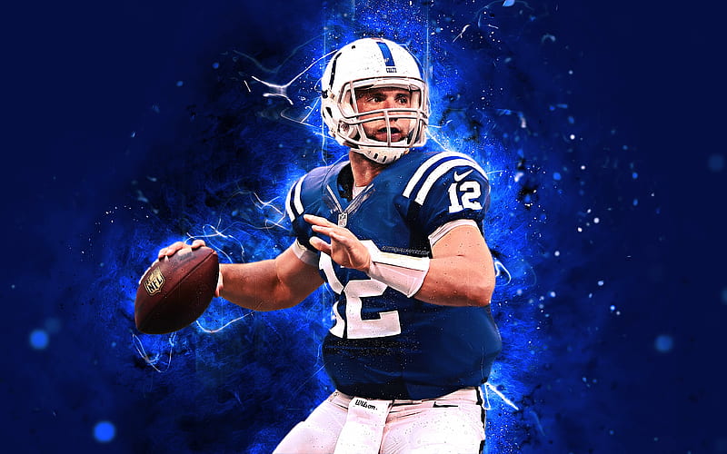 Andrew Luck abstract art, quarterback, american football, NFL, Indianapolis Colts, Luck, National Football League, neon lights, creative, HD wallpaper