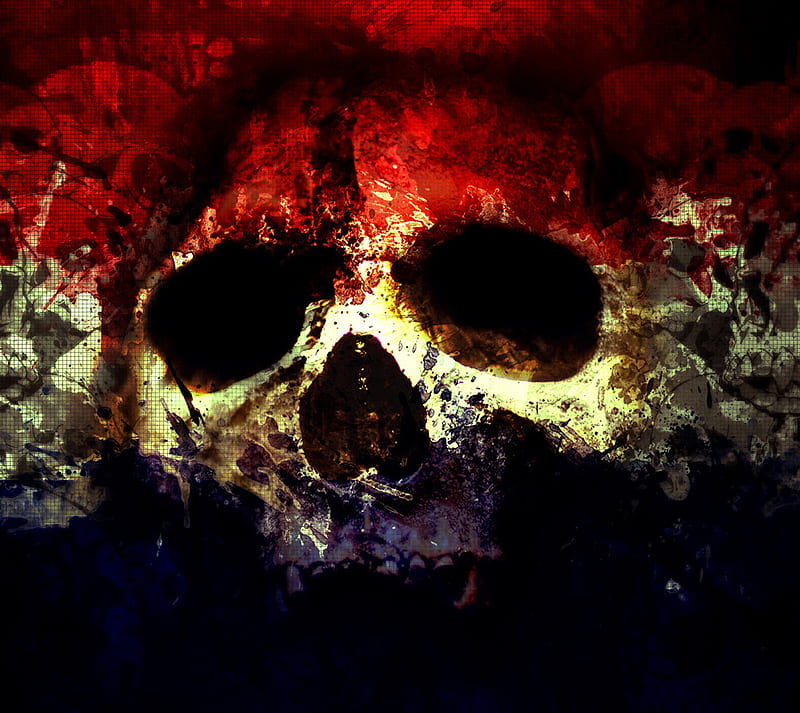 Abstract Skull, colorful, dark, eerie, evil, scary, symbol, HD wallpaper