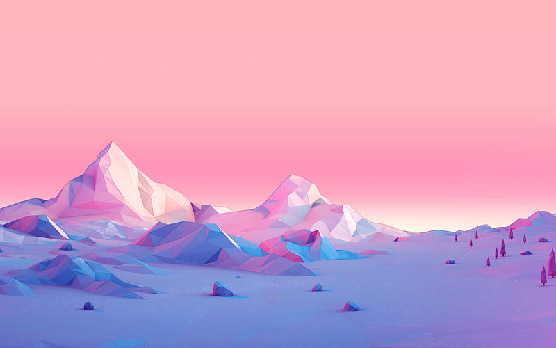 isometric mountains creative, 3d landscapes, polygons, HD wallpaper