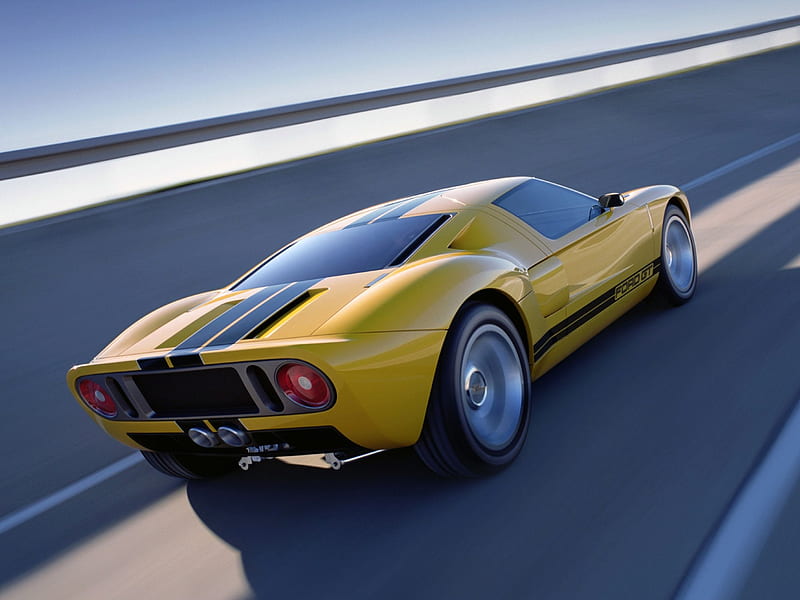 ford gt concept, yellow, concept, ford, sporty, HD wallpaper