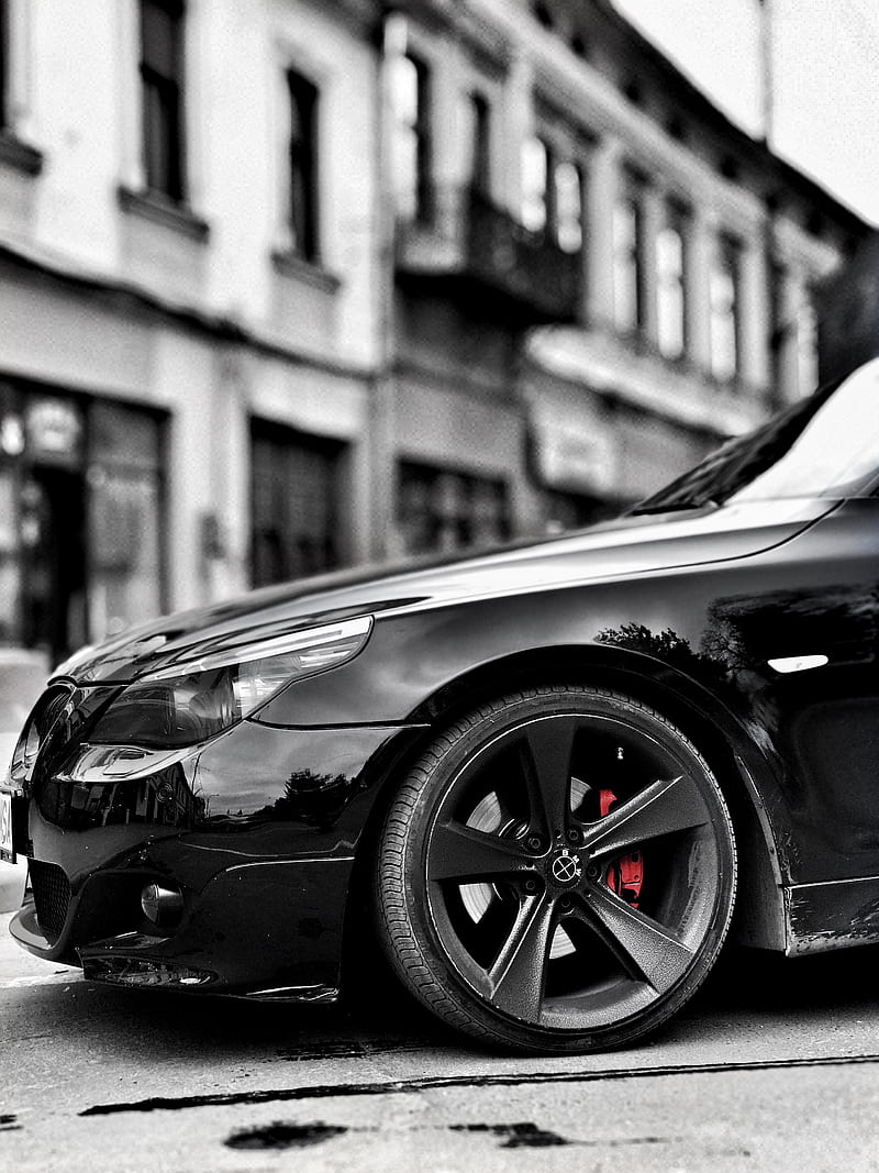 BMW e60 M5 , black and white, cars, HD phone wallpaper