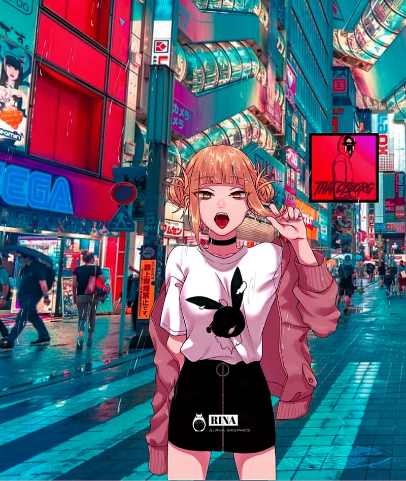 Toga Himiko, aesthetic, anime, bright, buildings, club, manga, night ...