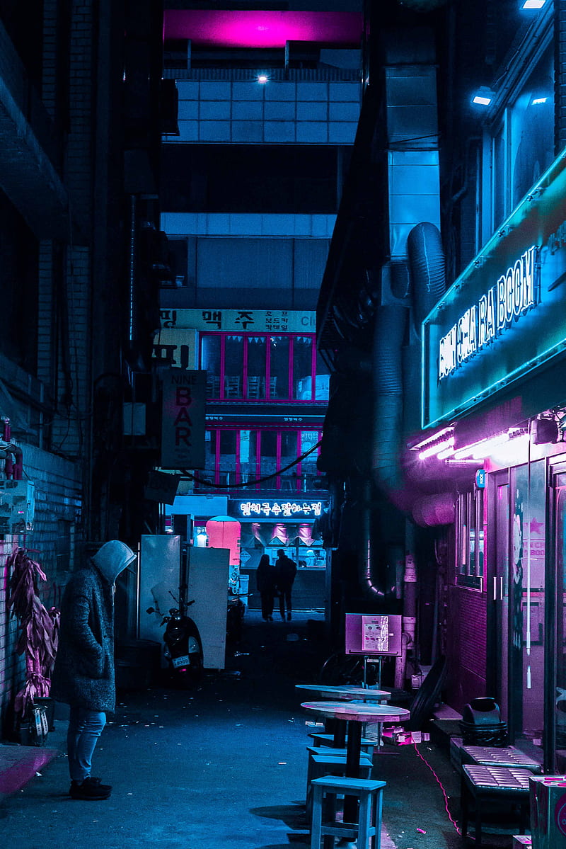 Download Neon City Lights Cyberpunk iPhone X Wallpaper