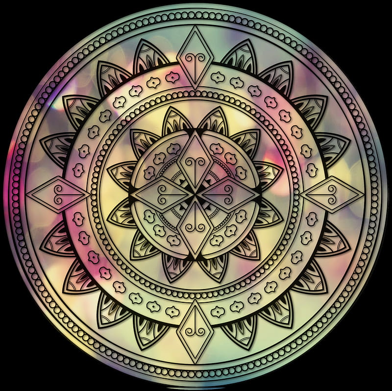 Mandala, behemian, boho, circle, medusa, pastel, peace, HD wallpaper