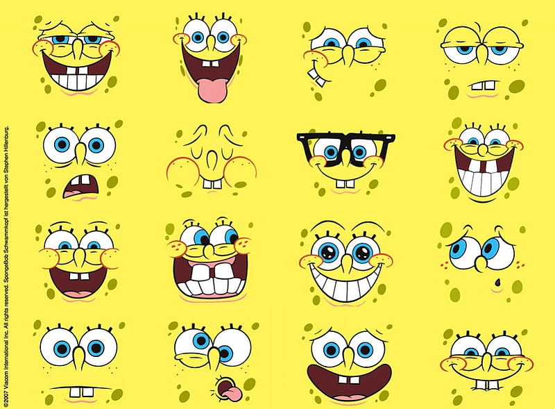 spogne bob faces, faces, yellow, spongebob, jelly fishing, HD wallpaper