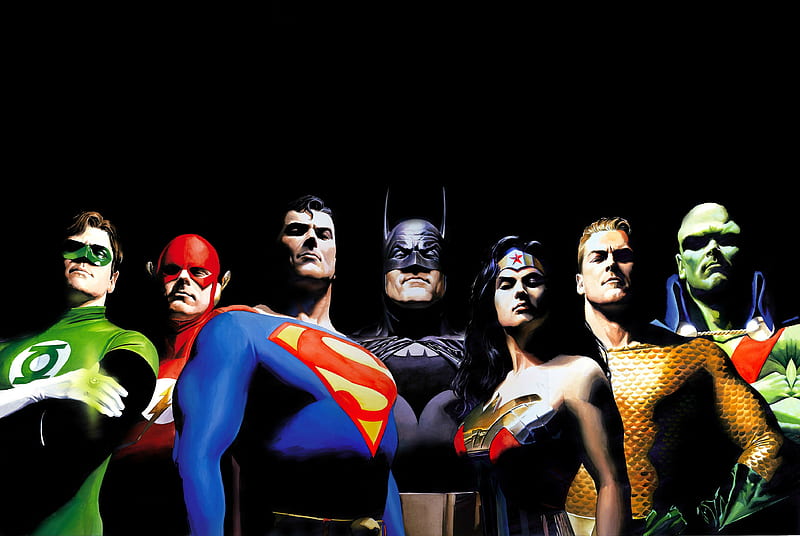 Alex Ross Justice League Artwork, justice-league, superheroes, artwork, artist, , superman, batman, flash, aquaman, wonder-woman, green-lantern, HD wallpaper