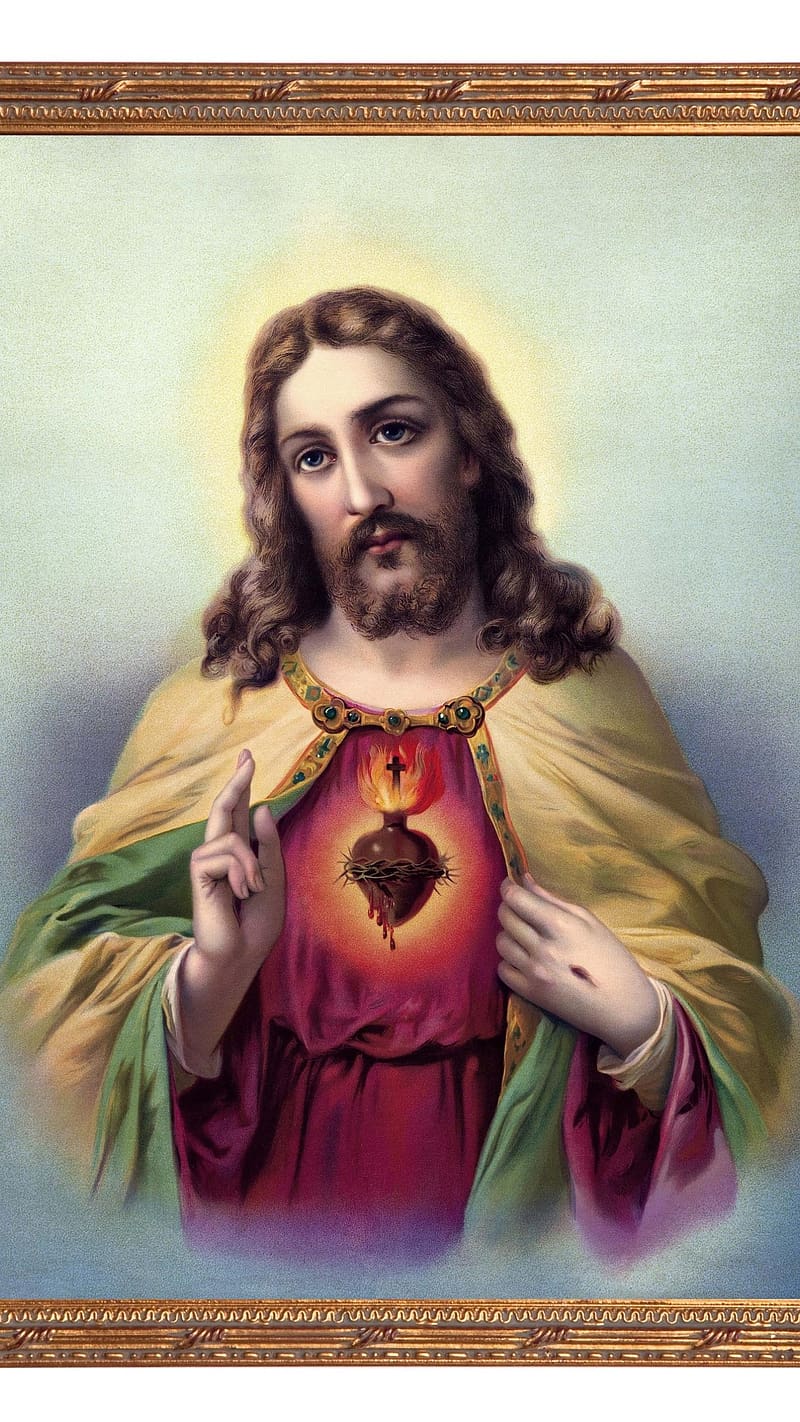 Jesus Sacred Heart, jesus , sacred heart, jesus christ heart, HD phone wallpaper
