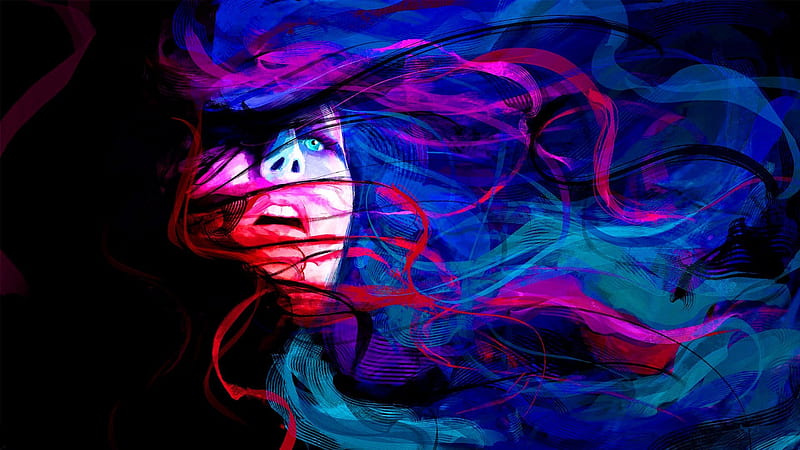 Desparation, fantasy, color, abstract, wome, emotion, HD wallpaper