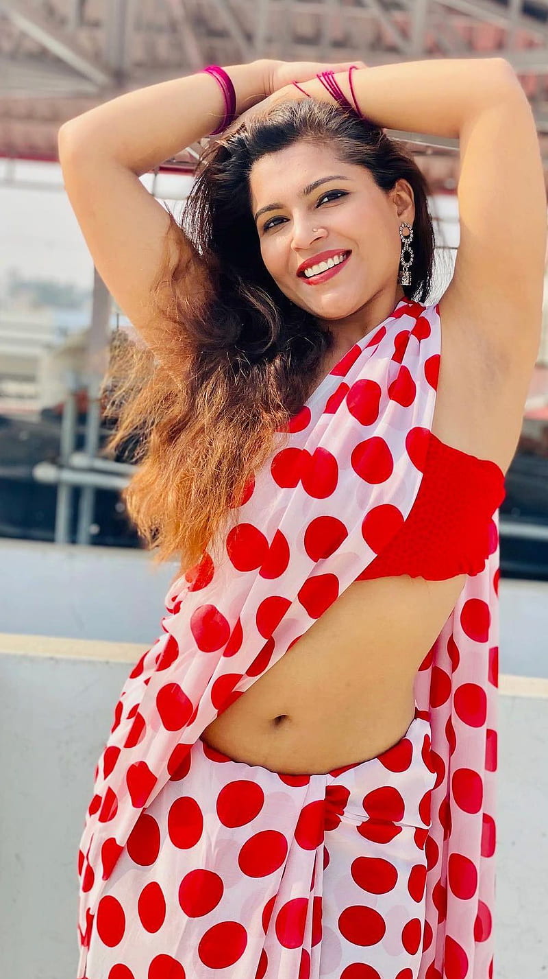 Tanya Choudary , model, saree lover, navel show, HD phone wallpaper