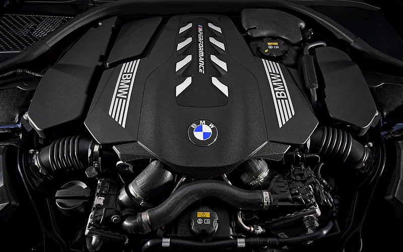 powerful car engine, V8, 530 horsepower, turbocharger, BMW M8 engine, 2018, 8-Series, M850i xDrive, BMW, HD wallpaper