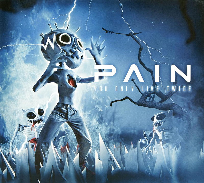 Pain - You Only Live Twice, puppet, music, band, cover, metal, pain, logo, heavy, album, blue, HD wallpaper