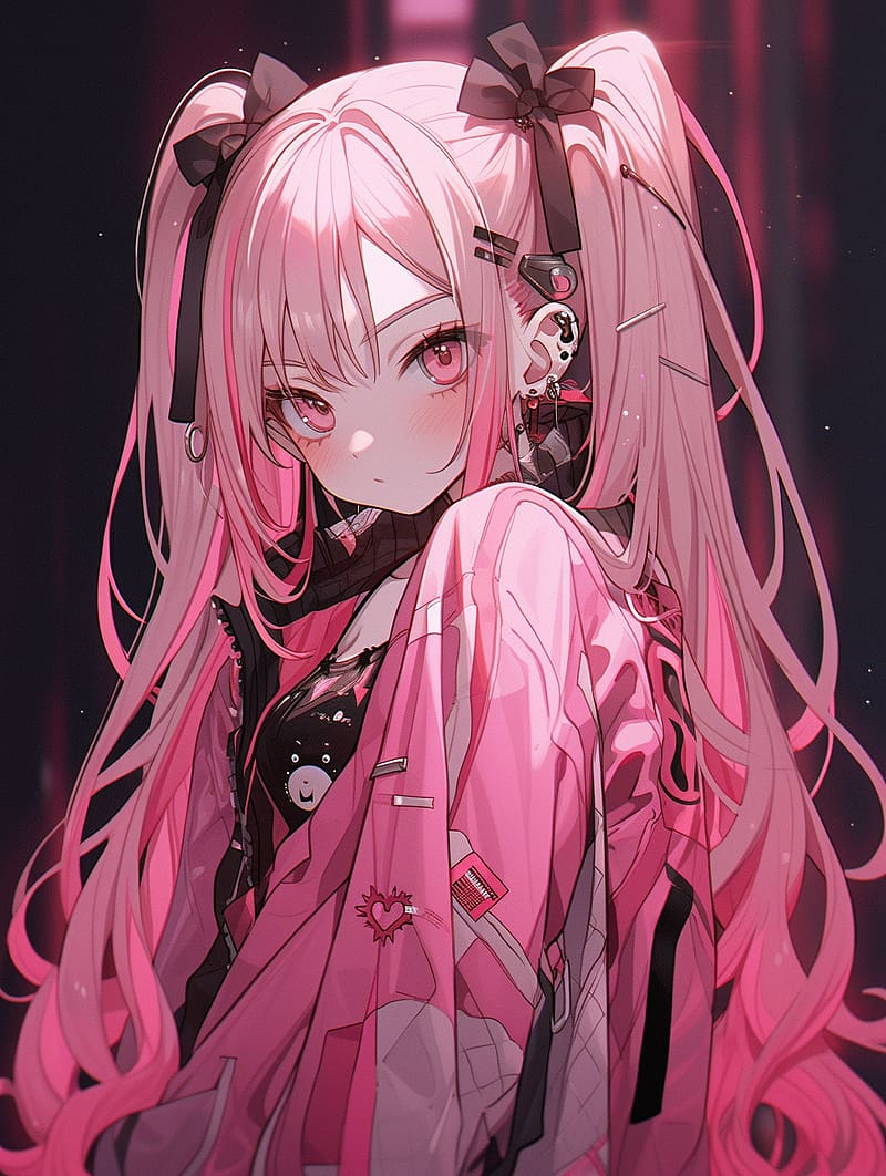 Girl, hair clips, pink, anime, HD phone wallpaper | Peakpx